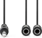 Nedis Stereo-Audiokabel - 6,35 mm Male - 2x 6,35 mm Female - Vernikkeld - 0.20 m - Rond - Zwart - Envelop - afbeelding 2