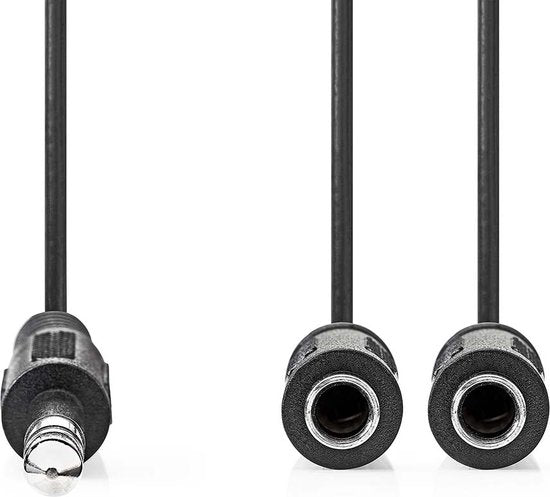 Nedis Stereo-Audiokabel - 6,35 mm Male - 2x 6,35 mm Female - Vernikkeld - 0.20 m - Rond - Zwart - Envelop - afbeelding 2