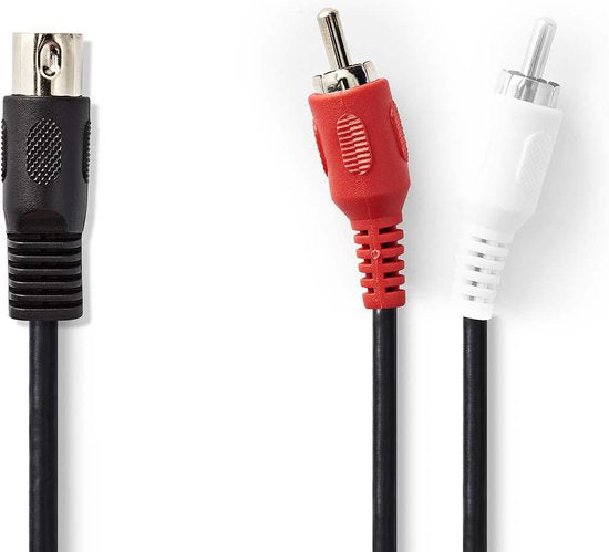 Nedis DIN-Audiokabel - DIN 5-Pins Male - 2x RCA Male - Vernikkeld - 1.00 m - Rond - PVC - Zwart - Label - afbeelding 4