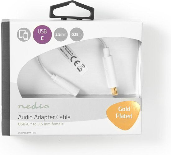 Nedis USB-C Adapter - USB 3.1 - USB-C Male - 3,5 mm Female - 0.15 m - Rond - Vernikkeld - PVC - Wit - Doos - afbeelding 5