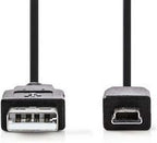 Nedis USB-Kabel - USB 2.0 - USB-A Male - USB Mini-B 5-Pins Male - 480 Mbps - Vernikkeld - 3.00 m - Rond - PVC - Zwart - Label - afbeelding 5