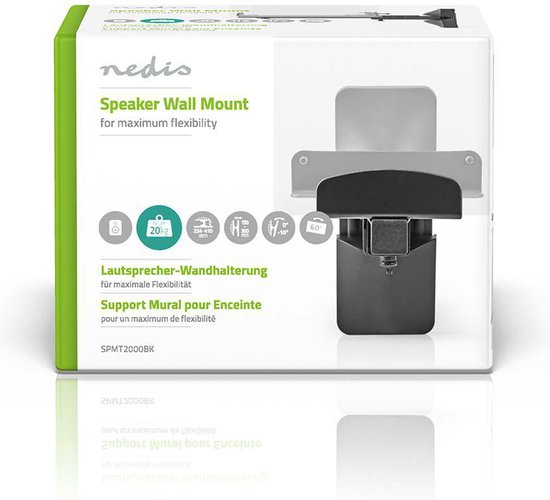 Speakerbeugel - Geschikt voor: Universeel - Plafond / Wand - 20 kg - Full Motion - Draaibaar - Staal - Zwart - afbeelding 5