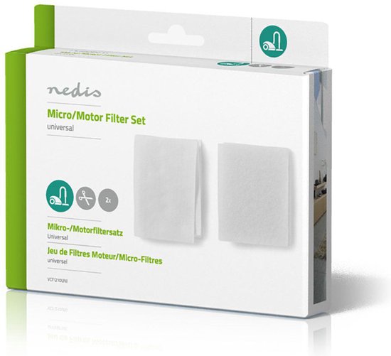 Nedis Set Universele Stofzuigerfilters - Microfilter - Motorfilter - Op maat te knippen - Universeel toepasbaar - Vervanging voor: Universeel - afbeelding 3