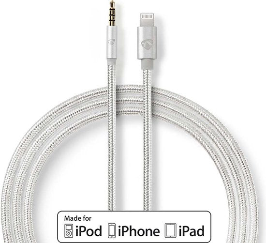Nedis Lightning-Adapter - Apple Lightning 8-Pins - 3,5 mm Male - Verguld - 1.00 m - Rond - Nylon - afbeelding 1