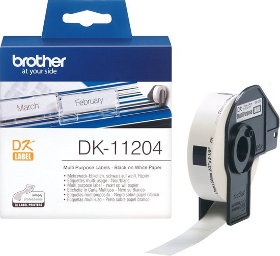 DK-11204 Die-Cut label: 54X17mm - Multipurpose label - white (400 labels/roll) - afbeelding 1
