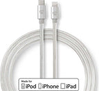 Nedis Premium 8-pins Lightning naar USB-C kabel - USB2.0 - tot 20V/3A / aluminium - meter - afbeelding 2