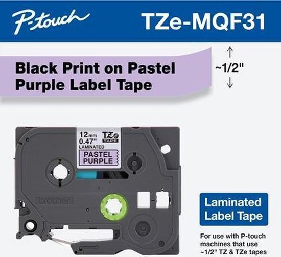 Brother TZEMQF31M labelprinter-tape Zwart op paars TZe - afbeelding 4