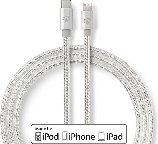 Nedis Premium 8-pins Lightning naar USB-C kabel - USB2.0 - tot 20V/3A / aluminium - meter - afbeelding 14