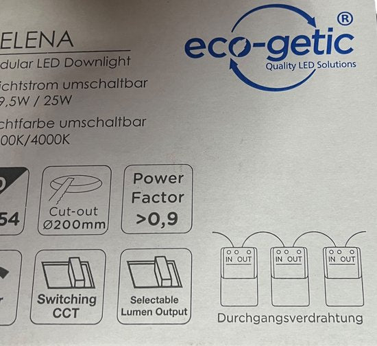Downlighter LED Eco-Getic Helena 19,5 w / 25 w 3000 K / 4000 K 1860 / 2500 lumen doorsnede zaaggat 20 cm - afbeelding 3