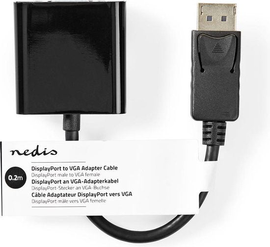 Nedis DisplayPort-Adapter - DisplayPort Male - VGA Female 15p - 1080p - Vernikkeld - Recht - 0.20 m - Rond - PVC - ABS - Zwart - Label - afbeelding 3