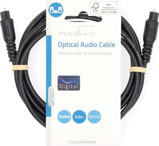 Nedis Optische Audiokabel - TosLink Male - TosLink Male - m - Rond - PVC - Zwart - afbeelding 13