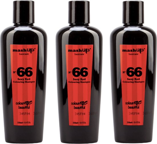 mashup haircare Colour Me Beautiful N° 66 Sexy Red Shampoo 250ml - 3 stuks - afbeelding 1