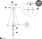 Home Sweet Home - Moderne verlichtingspendel Hover voor lampenkap - Geborsteld staal - 12.5/12.5/100cm - hanglamp gemaakt van Metaal - geschikt - afbeelding 8