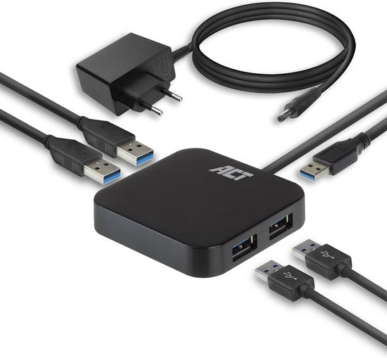 ACT USB hub 3.0, 4 poorts, 10W stroomadapter AC6305 - afbeelding 3