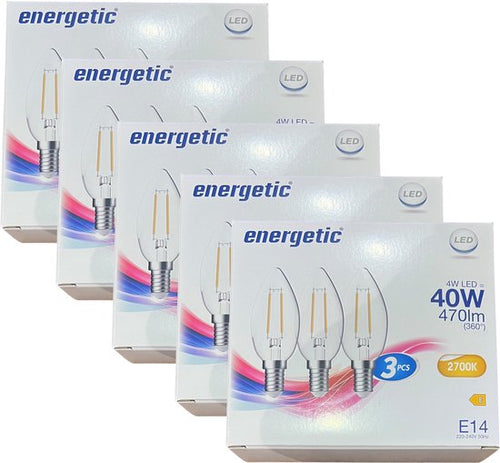 15 x Energetic - Kaars LED lamp - (5x3 PCS) - E14 - 4W (40W) - 2700k - afbeelding 1