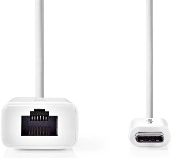 Nedis USB-netwerkadapter - USB 3.2 Gen 1 - 1000 Mbps - USB-C Male - RJ45 Female - 0.20 m - Rond - Vernikkeld - Vertind-Koper - Wit - Envelop - afbeelding 1