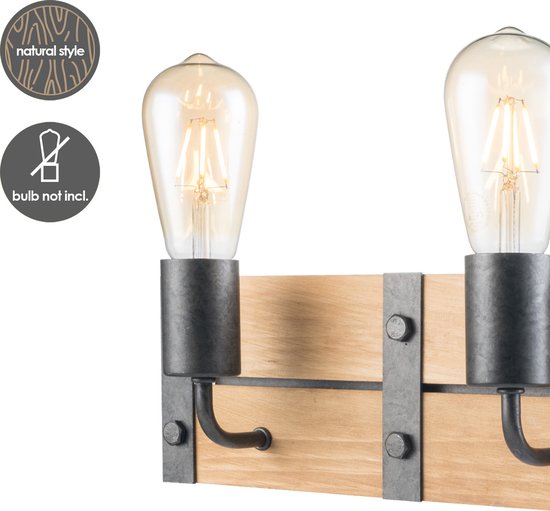 Home Sweet Home - Industriële Wandlamp Denton - Muurlamp gemaakt van hout - Antraciet - 35/11/13cm - wandlamp geschikt voor woonkamer, slaapkamer- - afbeelding 5