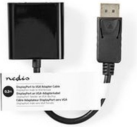 Nedis DisplayPort-Adapter - DisplayPort Male - VGA Female 15p - 1080p - Vernikkeld - Recht - 0.20 m - Rond - PVC - ABS - Zwart - Label - afbeelding 4