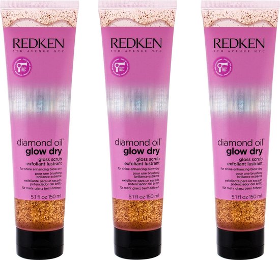 Redken diamond oil glow dry gloss scrub 3 x 150ml - afbeelding 1