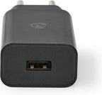 Nedis Oplader - 12 W - 1x 2.4 A - Outputs: 1 - USB-A - Geen Kabel Inbegrepen - Single Voltage Output - Zwart - afbeelding 1