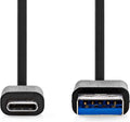 Nedis USB-Kabel - USB 3.2 Gen 1 - USB-A Male - USB-C Male - 15 W - 5 Gbps - Vernikkeld - 1.00 m - Rond - PVC - Zwart - Label - afbeelding 1
