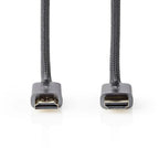 Nedis High Speed ​​HDMI-Kabel met Ethernet - HDMI Connector - HDMI Connector - 4K@60Hz - ARC - 18 Gbps - 2.00 m - Rond - Katoen - Gun Metal Grijs - Cover Window Box - afbeelding 4