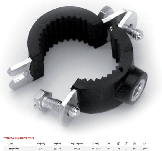 Raccorderie Metalliche Pratiko 351304001 3/4" Kraag voor buisklemming met rubberen pakking zonder plug & hout-ijzerschroef - 2 stuks - afbeelding 2
