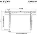 Nedis Vaste TV-Muurbeugel - 37 - 70 " - Maximaal schermgewicht: 65 kg - Minimale muurafstand: 9 mm - Staal - Zwart - afbeelding 7