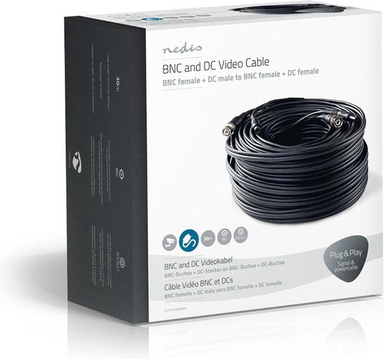 Nedis CCTV-Security Kabel - BNC / DC - 30.0 m - Rond - PVC - Zwart - Gift Box - afbeelding 4