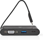 Nedis USB Multi-Port Adapter - USB 3.1 - USB-C Female - USB-A Female / USB-C Female / VGA Female 15p - Rond - Vernikkeld - Zwart - Window Box met Euro Lock - afbeelding 2