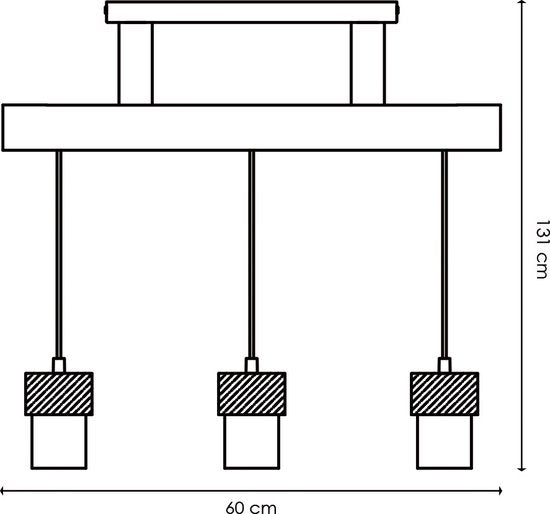 Home Sweet Home - Landelijke Hanglamp Furdy - geschikt voor E27 LED lichtbron - 3 lichts hanglamp gemaakt van Hout - 60/60/131cm - Pendellamp - afbeelding 6