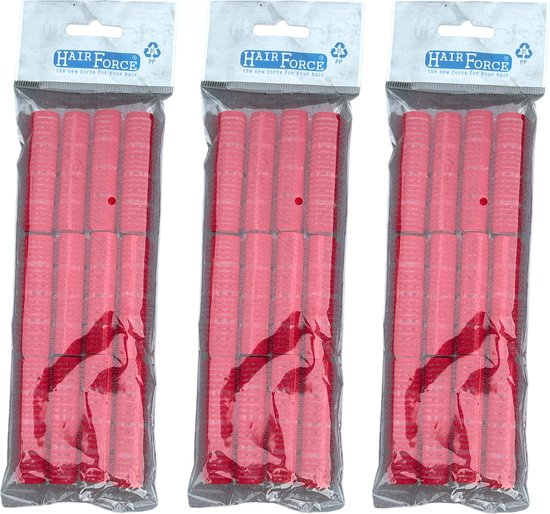 HairForce 13mm zelfklevende rode rollers 3x12 stuks - afbeelding 1