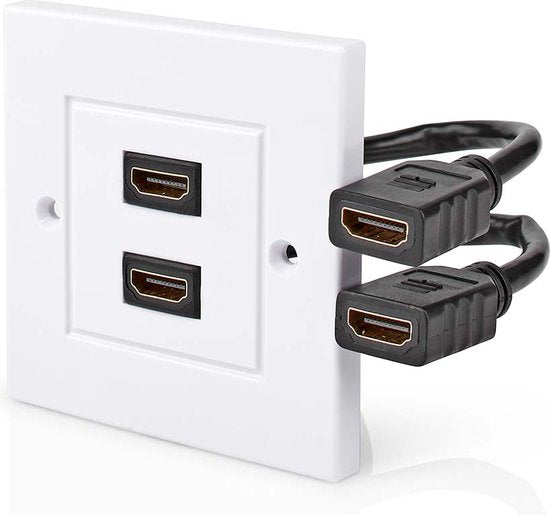 Nedis HDMI Wandcontactdoos - 2x HDMI Female - 4K@60Hz - HDMI Output - Zwart - 18 Gbps - Verguld - Envelop - afbeelding 2