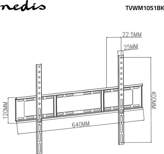 Nedis Vaste TV Muurbeugel - 37 t/m 70 Inch - Max 35 Kg - Zwart - afbeelding 4