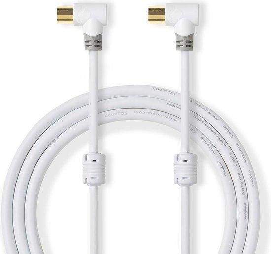 Nedis Coaxkabel - IEC (Coax) Male - IEC (Coax) Female - Verguld - 100 dB - 75 Ohm - Dubbel Afgeschermd - 1.00 m - Rond - PVC - Wit - Doos - afbeelding 4