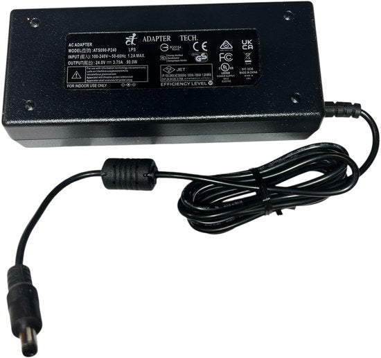 Universele Lader / Adapter Input 100-240 v - Output 24 v - 3,75 A (90 w) Merk Adapter Tech Incl. 2 mtr laadkabel - afbeelding 3