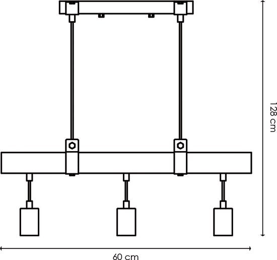 Home Sweet Home - Landelijke Hanglamp Denton - geschikt voor E27 LED lichtbron - 3 lichts hanglamp gemaakt van Hout - 60/14/128cm - Pendellamp geschikt voor woonkamer, slaapkamer en keuken - afbeelding 6
