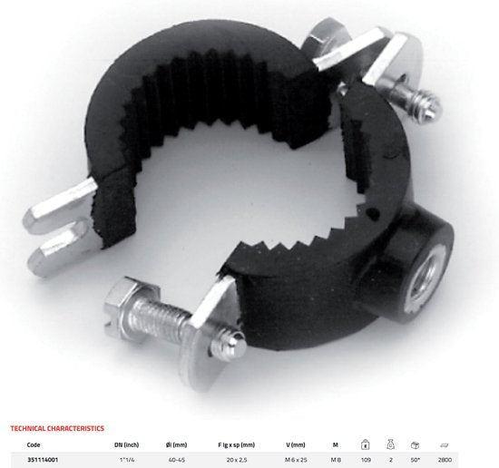 Raccorderie Metalliche Pratiko 351114001 1" 1/4 Kraag voor buisklemming met rubberen pakking zonder plug & hout-ijzerschroef - 2 stuks - afbeelding 2