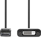 Nedis DisplayPort-Adapter - DisplayPort Male - DVI-D 24+1-Pins Female - 1080p@60Hz - Vernikkeld - Recht - 0.20 m - Rond - PVC - ABS - Zwart - Doos - afbeelding 1