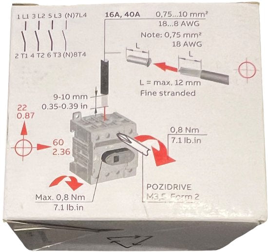 ABB Componenten SwitchLine - OT40F4N2 / Lastscheider 4P, 40 A bodem / DIN-rail montage, verkoop per: 1 x 1 stuk - 1SCA104932R1001, 6417019390727 | Aantal polen: 4 | Beschermingsgraad (NEMA): 1 | Vergrendelbaar: Nee | Beschermingsgraad frontzijde (IP) - afbeelding 3