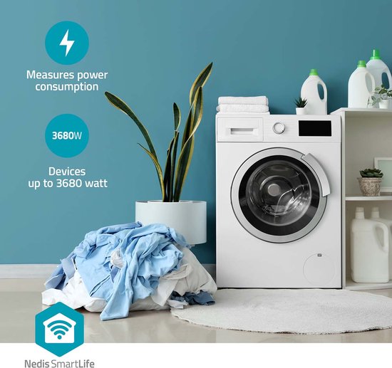 Nedis SmartLife Slimme Stekker - Wi-Fi - IP21 - Energiemeter - 3680 W - France / Type-E (CEE 7/6) - 0 - 55 °C - Android / IOS - Wit - 1 Stuks - afbeelding 5