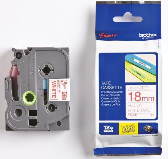 TZ-242 18mm - red on white - laminated (8m) - afbeelding 1