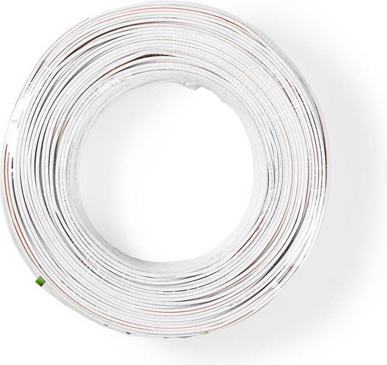 Speaker-Kabel - 2x 0.75 mm² - CCA - 100.0 m - Rond - PVC - Wit - Folieverpakking - afbeelding 3