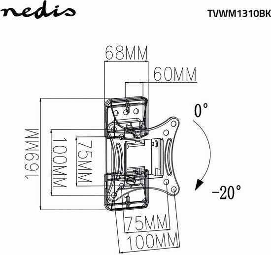 Nedis Draai- en Kantelbare TV-Muurbeugel - 13 - 27 " - Maximaal schermgewicht: 15 kg - Kantelbaar - Draaibaar - Minimale muurafstand: 60 mm - Maximale muurafstand: 60 mm - 1 Draaipunt(en) - ABS / Staal - afbeelding 9