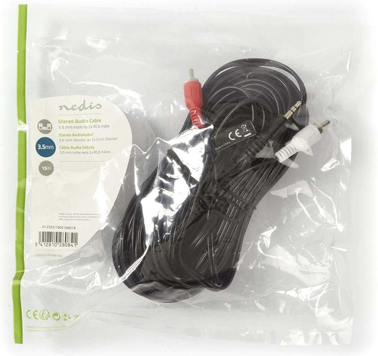Nedis Stereo-Audiokabel - 3,5 Male - 2x RCA Male - Vernikkeld - m - Rond - Zwart - Label - afbeelding 22
