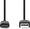 Nedis USB-Kabel - USB 3.2 Gen 2 - USB-A Male - USB-C Male - 60 W - 10 Gbps - Vernikkeld - 1.00 m - Rond - PVC - Zwart - Label - afbeelding 1