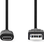 Nedis USB-Kabel - USB 3.2 Gen 2 - USB-A Male - USB-C Male - 60 W - 10 Gbps - Vernikkeld - 1.00 m - Rond - PVC - Zwart - Label - afbeelding 1