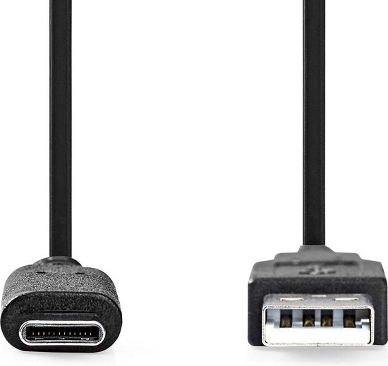Nedis USB-Kabel - USB 3.2 Gen 2 - USB-A Male - USB-C Male - 60 W - 10 Gbps - Vernikkeld - 1.00 m - Rond - PVC - Zwart - Label - afbeelding 1