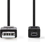Nedis USB-Kabel - USB 2.0 - USB-A Male - Mini 4-Pin Male - 480 Mbps - Vernikkeld - 2.00 m - Rond - PVC - Zwart - Polybag - afbeelding 5
