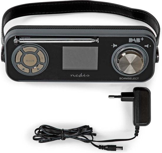 Nedis DAB+ Radio - Tafelmodel - DAB+ / FM - 2.40 " - Kleurenscherm - Batterij Gevoed / Netvoeding - Digitaal - 24 W - Bluetooth - Koptelefoonoutput - Wekkerfunctie - Slaaptimer - IP20 - Handvat - Zwart - afbeelding 4